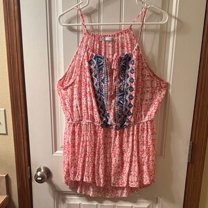 Maurices Pink and Blue Geometric Blouse